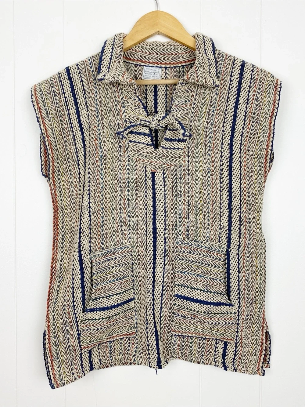 Mexican Top Women's Size Small Baja Surfer Sleeveless Sweater Drug Rug Pullover